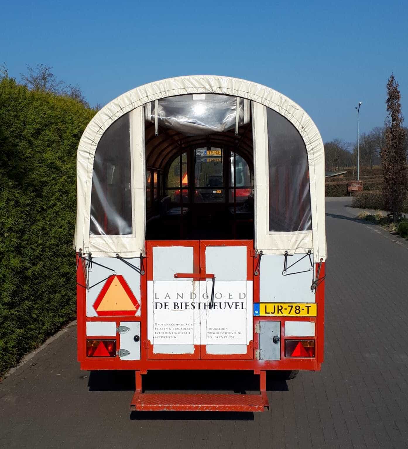 Covered wagon with tractor